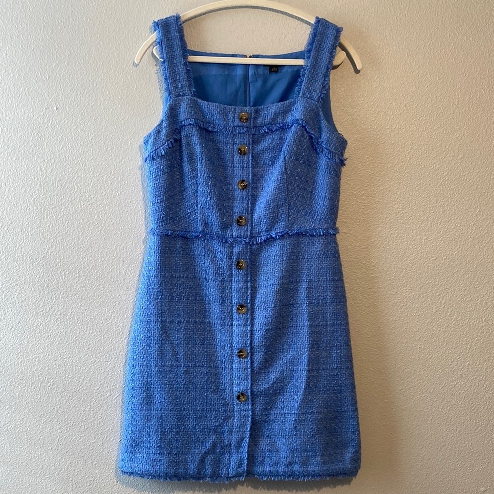 Tweed Button Front Shift Dress - Picture 3 of 7